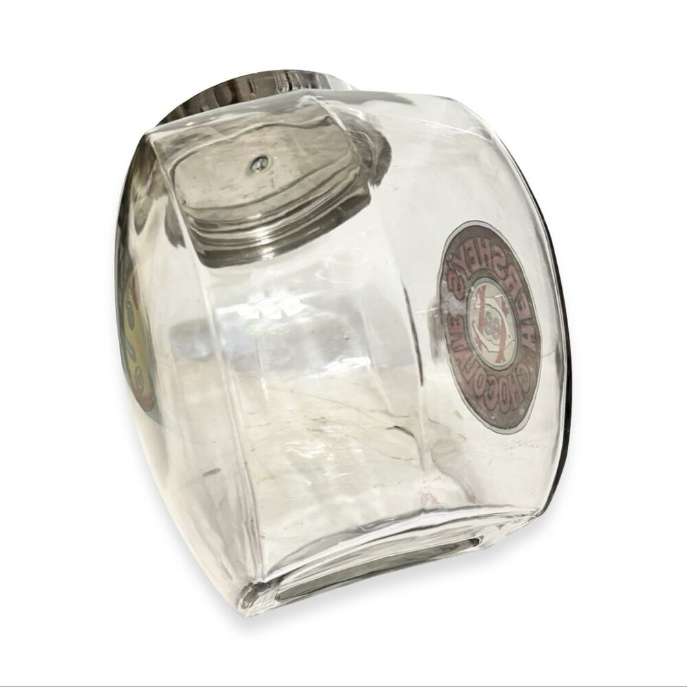 Vintage 1980s Hershey’s Chocolate Glass Tilt Candy Jar Chrome Lid Advertising - Picture 6 of 10